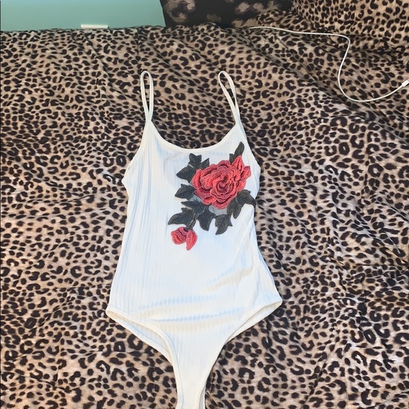 Tops - Embroidered Floral bodysuit